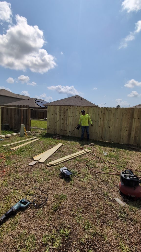 mid project fence install in Houston